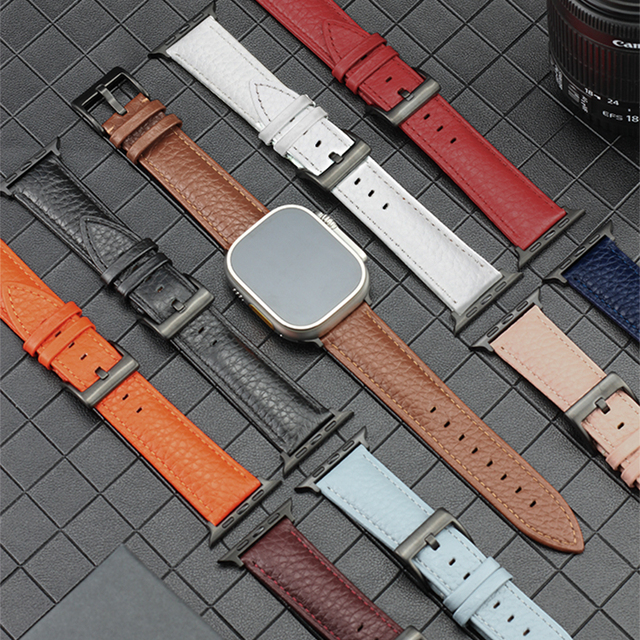 Genuine Luxury Leather Strap 38/42/49mm Replacement Smart Watch Bands for Apple Watch Manufacturer Direct