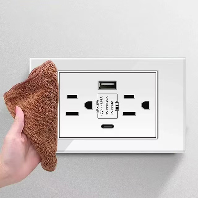 4x2 Smart Home Appliance Plug Adapter Type-C Fast Charging 15A Single Outlet Thai American Standard 2 Ports Wall Socket