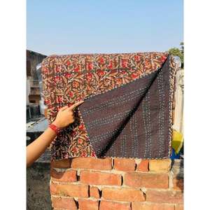 Naturally Styled Cotton Kantha <b>Quilt</b> With Balanced Printed Patterns And Lightweight Feel Designed To Enhance Bedroom - Product Image 4