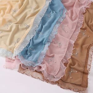 Sciarpa Quadrata in Organza con Fiocco, Strass, Perle e Pizzo, Velo Etnico Hui per Streaming Live e Dropshipping Transfrontaliero - Product Image 4