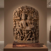 Sculpture de Shiva Ravananugraha du XIe siècle, Art de temple, Scène de bénédiction de Ravana, Réplique de musée, Décoration religieuse hindoue