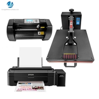 Plotter de Corte de 365 mm, Máquina de Sublimación 5 en 1, Prensa de Calor para Camisetas, Plotter de Corte de Vinilo, Impresora de Inyección de Tinta