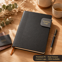 Carnet à couverture rigide en cuir PU bicolore, 100 feuilles, avec plaque métallique contrastante A5 OEM, idéal pour le bureau ou comme cadeau, personnalisable avec logo, vente en gros