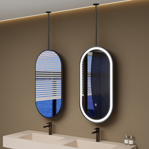 <span class=keywords><strong>Espejo</strong></span> de baño ovalado <span class=keywords><strong>con</strong></span> iluminación LED de doble cara <span class=keywords><strong>para</strong></span> el hogar, hotel, barbería o aseos de alojamientos turísticos, de hierro y otros materiales. - Product Image 2
