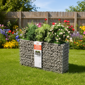 Jardinière surélevée NEY Gabion 70.9x19.7x39.4 pouces en acier galvanisé argenté, style rustique - Product Image 2