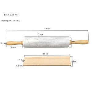 Wholesale Customized Logo Kitchen Wooden Handle Marble Rolling Pin With Board