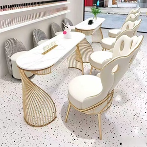 Nordic Rock Plate InternetCelebrity Nail Salon Desk and Chair Set Combination Iron Art Single Person Double Nail Salon Nail DesK - Product Image 2