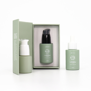 Envase Cosmético Redondo Ecológico de 30 ml, Botella de Vidrio Esmerilado Vacía para Suero Facial, Loción, Base de Maquillaje, con Bomba Dosificadora - Product Image 2