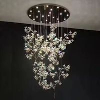 Lustre en cristal personnalisé en forme de fleur, grand lustre pour hall d'hôtel, restaurant, lampe suspendue pour plafond haut, lustre moderne