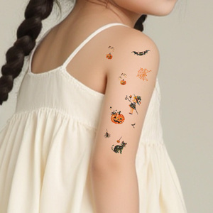 Tatuajes temporales de Halloween, pegatina facial, calabaza brillante de Halloween, bruja, murciélago, Araña, lindo <span class=keywords><strong>tatuaje</strong></span> impermeable de dibujos animados para cara y brazo - Product Image 3