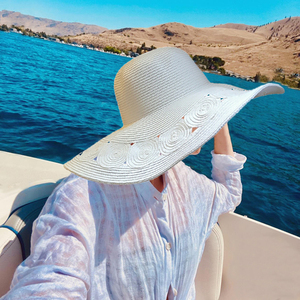 Sombreros de Paja para Mujer HJH79, Estilo Europeo y Americano, Primavera Verano, Flor Grande, <span class=keywords><strong>Plegable</strong></span>, Protección Solar, Playa, Casual, Panamá - Product Image 2