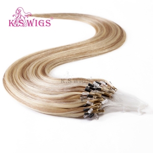 K.SWIGS Highlighted Blonde Ombre 100% Remy Human Hair No Glue Easy Install Straight Bulk Wholesale <b>Micro</b> Ring Hair <b>Extensions</b> - Product Image 1
