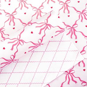 Yarcony Pink <b>Wrapping</b> <b>Paper</b> Roll Reversible Bow Quilted Design 46.8 Sq Ft Gift Craft Baby Shower Birthday Wedding Bridal Shower - Product Image 1