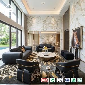 Set di Divani e Poltrone in Vera Pelle Italiana Personalizzabile per Soggiorno, <span class=keywords><strong>Arredamento</strong></span> di Lusso per Villa, Produzione Diretta dalla Fabbrica di Foshan - Product Image 3