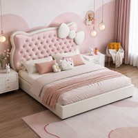 Rosa Kinderbettgestell mit Gaslift-Stauraum am Fußende für Schlafzimmer in Haus und Wohnung