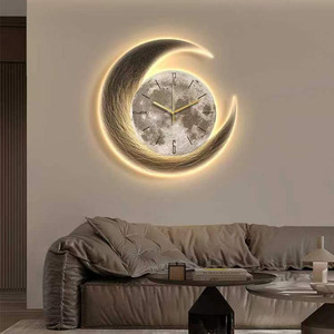 Orologio <span class=keywords><strong>da</strong></span> <span class=keywords><strong>Parete</strong></span> Moderno di Lusso 60cm con Funzione Luce Notturna, Decorazione Creativa Luna per Soggiorno, Sala <span class=keywords><strong>da</strong></span> Pranzo, <span class=keywords><strong>Casa</strong></span> - Product Image 1