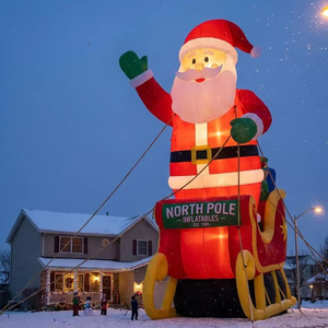 Expédition immédiate : Père Noël gonflable de Noël en tissu Oxford avec ventilateur intégré et pompe électrique pour décoration d'événements extérieurs - Product Image 3