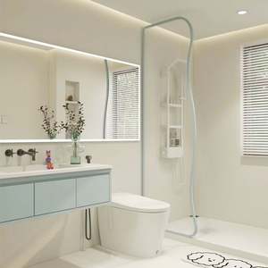 Meuble de salle de bain moderne série Dream Blue, meuble de salle de bain flottant en bois avec miroir intelligent - Product Image 5