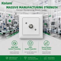 Enchufe de Pared para TV Kolani, Estándar Europeo, 84x84mm, Blanco Brillante, Coaxial, Placa Frontal de PC Ignífuga, Puerto Tipo F