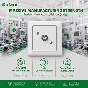 <span class=keywords><strong>Presa</strong></span> TV a Muro Kolani Standard EU 84x84mm Bianco Lucido, <span class=keywords><strong>con</strong></span> Porta F-Type e Frontalino in PC Ignifugo - Product Image 3