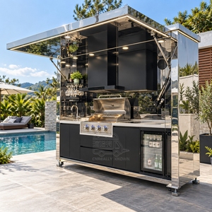 Compact Stainless Steel Outdoor Kitchen Portable Cooking Workstation With Cabinet <b>Storage</b> For Backyard <b>Camping</b> - Product Image 3