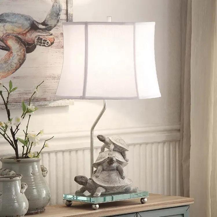 Luxury Living Room Home Bedside Decorative Bedside Coastal Resin Turtle Table Lamps