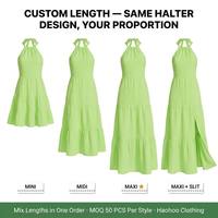 Fabricants de vêtements, services OEM/ODM, services personnalisés, robe longue décontractée pour femmes, col halter, dos ouvert, en coton