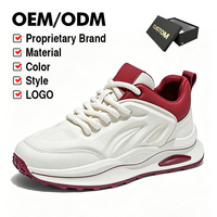 Fabricant de chaussures haut de gamme : Baskets athlétiques épaisses rouge et blanc en cuir premium, pour commandes en gros