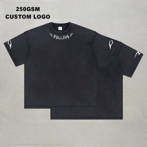 Camiseta de Hombre Vintage Lavada y Desgastada con Estampado, Algodón, Estilo Retro Urbano, Oversize, Diseño Personalizado - Product Image 1