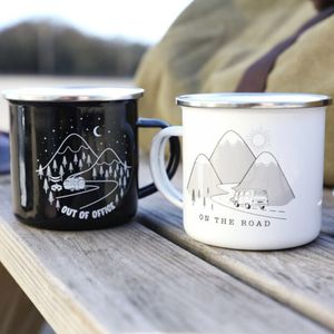Tasses à café en émail métallique épaissies, écologiques, personnalisables avec logo, style <span class=keywords><strong>vintage</strong></span>, pour voyage en extérieur, vente en gros - Product Image 1