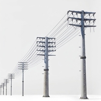 Poteaux électriques en acier galvanisé de 9 à 30 m, tours tubulaires en acier pour la transmission d'énergie 11 kV et accessoires
