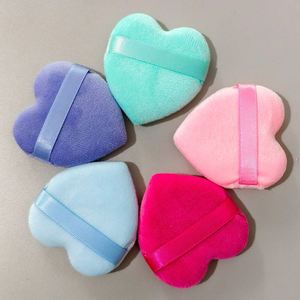 Heart-Shaped Double-Sided Flocking Powder Puff Dense Makeup Sponge Super Soft Crystal Velvet Fan-Shaped Makeup <b>Cushion</b> Cosmetic - Product Image 2
