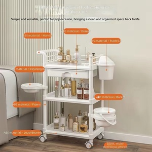 Carrito de Almacenamiento Móvil Profesional y Moderno para Salón de Belleza, Soporte para Instrumentos de Cuidado de la Piel, Carrito Multifuncional para Herramientas de Belleza, Spa y Baño - Product Image 4