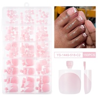 150 faux ongles carrés courts à presser pour les orteils, couleur rose nude, kit d'ongles pour femmes, amovibles et réutilisables pour un usage quotidien