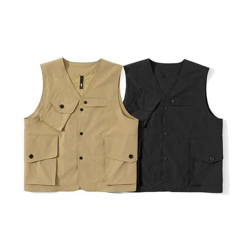 utility vest loose oversize men's black khaki outdoor tank top waistcoat vest jacket