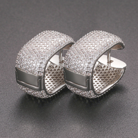 Boucles d'oreilles pendantes tendance unisexe en laiton plaqué or 18 carats avec zircon 5A, design rectangulaire à coins arrondis larges, clips d'oreilles, clous d'oreilles, cadeau