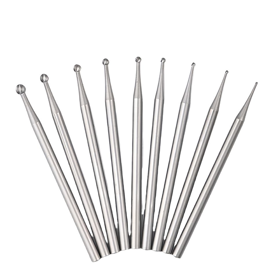 6-Piece Round Cup Burr Set – Steel Rotary Tool Bits For Jewelry Making, Wood Carving & Olive Kernel Engraving – 3/32\" Shank, Sizes 010-023