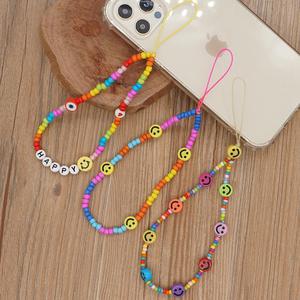 Cordón de cuentas para teléfono móvil, cadenas móviles, joyería de teléfono para mujer, correa de cara sonriente, accesorios para teléfono colgantes - Product Image 1
