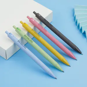 カスタムロゴ印刷付き高品質プレス居心地の良いソフトブラックLnkプラスチック販促用プラスチックボールペン