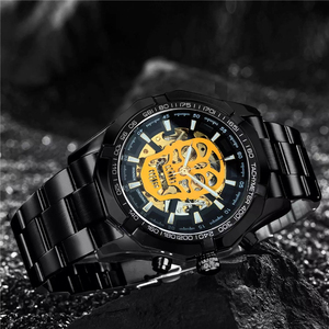 <span class=keywords><strong>Reloj</strong></span> Automático Oficial WINNER GOLD <span class=keywords><strong>para</strong></span> Hombre, Correa de Acero, Esqueleto Mecánico, Diseño de Calavera, Marca de Lujo, Dropshipping, Venta al por Mayor - Product Image 4