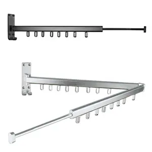 askı raf çubuk Suppliers-Çift çubuk/tek çubuk manto askısı geri çekilebilir katlanabilir duvar asılı kurutma rafı