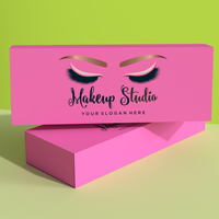 Logo personnalisé de luxe 3d vison rose vide cils en papier cils presse sur faux ongles boîtes d'emballage couvercle et boîte-cadeau de base