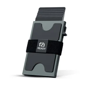 Carteira de metal RFID anti-roubo para homens, carteira inteligente com interruptor pop-up RFID para carteira inteligente, carteira fina para homens