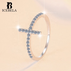 Joyería fina elegante única Plata De Ley 925 Anillos De plata esterlina Luz de lujo Cruz Moissanite Anillos para mujeres - Product Image 1