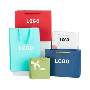 Custom Printed Biodegradable Gift Shopping Bags With Handle Packaging Brown Kraft Paper Bag