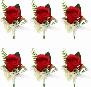 Boutonnière de mariage pour le marié et les garçons d'honneur, fleur artificielle pour la mariée et la demoiselle d'honneur, fleur de poignet - Product Image 1