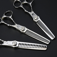 Ciseaux à effiler SHIMAMO Premium Beauty Japan en acier VG10 pour droitiers, pointe arrondie, 28 dents, pour salon de coiffure, kit de barbier