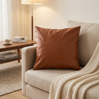 Housse de coussin de luxe en similicuir de vachette, couleur unie, confortable et imperméable, pour canapé