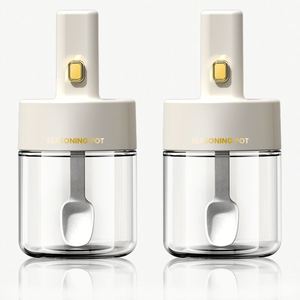 275ml Salt Sugar Pepper Seasoning Containers Cooking Kitchen Glass Seasoning Bottle Glass <b>Spice</b> <b>Jars</b> with Retractable Spoon - Product Image 1