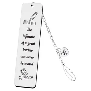 Yiwu Aceon Stainless Steel Teacher's Day Gift Tassel Chain Linked Mini Heart Charm Long Rectangle Great Teacher Book Mark Tag